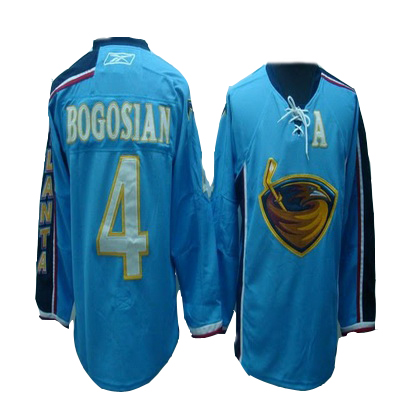 Newly Designed Atlanta Thrashers 4 Zach Bogosian Blue Discount NHL Hokcey Jersey With A Patch